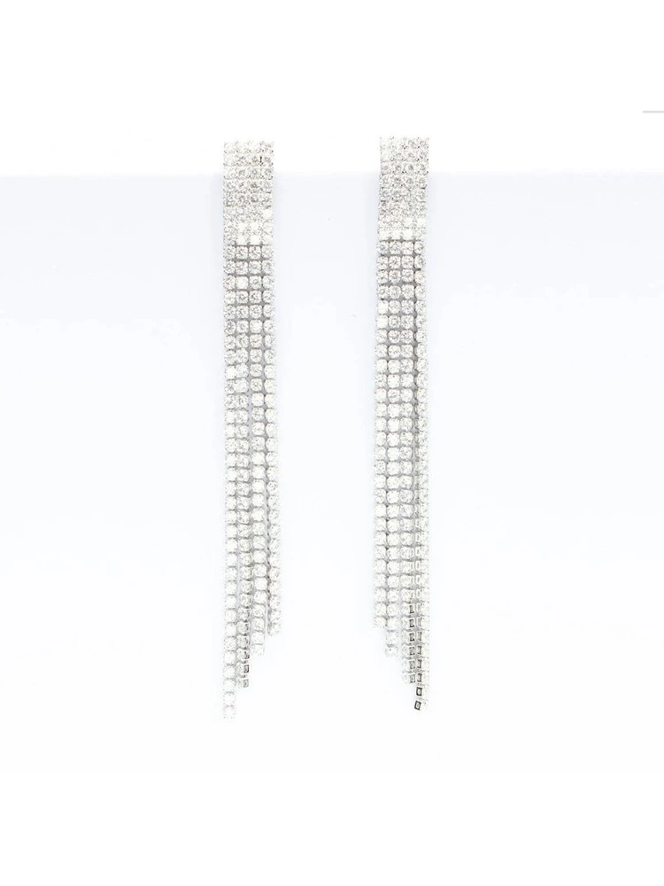 Cubic Zirconia Tassel Drop Earrings