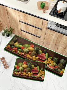 1入組水果樣式廚房墊,國家風格滌綸纖維矩形廚房地墊適用於家庭廚房 - 彩色 - 查看 4