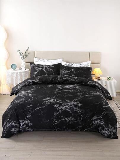 1pc Marble Pattern Polyester Duvet Cover Set, Breathable & Skin-Friendly, Suitable For Bedroom All Seasons, Easy To Wash By Hand Or Machine