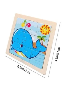 1套木製兒童拼圖，有趣鯨魚圖案兒童啟蒙益智玩具