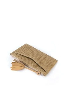 Túi ly hợp dệt công suất cao trang trí hoa - Màu Khaki - Xem 4