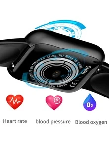 1 reloj deportivo inteligente correa de silicona negra, con control del ritmo cardíaco y seguimiento del sueño, esfera cuadrada, con correa de reloj de 2 piezas, para decoración diaria - Negro - Ver 6