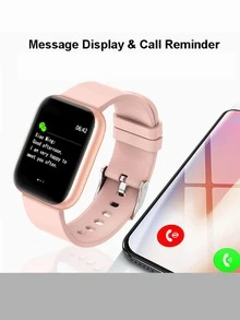 1 reloj deportivo inteligente correa de silicona negra, con control del ritmo cardíaco y seguimiento del sueño, esfera cuadrada, con correa de reloj de 2 piezas, para decoración diaria - Negro - Ver 8