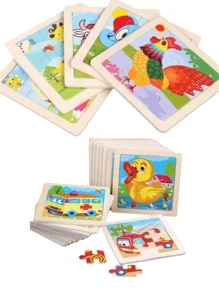 1套木製兒童拼圖，有趣鯨魚圖案兒童啟蒙益智玩具