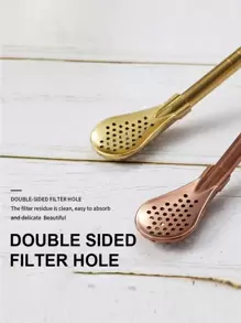 1 set de pailles en acier inoxydable réutilisables, avec 1 pièce de cuillère-filtre et 1 pièce de brosse de nettoyage. Paille de 7,2 pouces de long pour boire du thé, des boissons, du jus de fruits. Cadeau de Noël de vaisselle