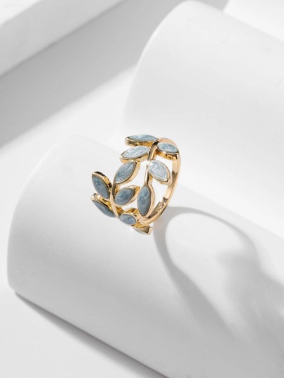Andkiss 1pc Leaf Open Ring (Please Refer To The Last Image For Usage Instructions)