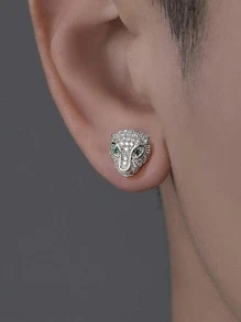 1 Hip-Hop Đính Đá Cubic Zirconia Da Báo Đầu Bông Tai Nam Nữ Trang Trí Hàng Ngày - Bạc - Xem 3