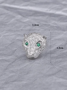 1 Hip-Hop Đính Đá Cubic Zirconia Da Báo Đầu Bông Tai Nam Nữ Trang Trí Hàng Ngày - Bạc - Xem 2