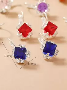 6pairs/set Rhinestone Decor Stud Earrings
