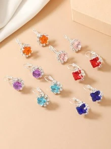 6pairs/set Rhinestone Decor Stud Earrings