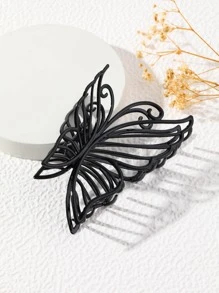 1個合金製蝴蝶形中空髮爪，可愛適合日常使用 - 黑色 - 查看 1