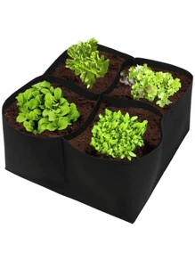 毛氈多格長方形種植袋，蔬菜分離種植袋，景觀盆，2種尺寸可選：30cmx30cmx30cm/60cmx60cmx30cm - 黑色 - 查看 3