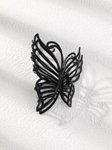 1個合金製蝴蝶形中空髮爪，可愛適合日常使用 - 黑色 - 查看 4