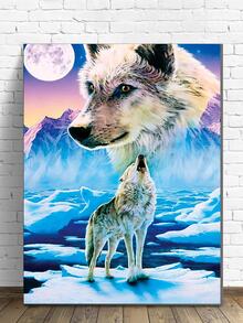 Wolf Print DIY Diamond Unframed Painting, 5D Round Diamond Painting Kit, For Beginners - Beige - View 5