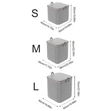 1入組無紡布織物被子收納現代千鳥格圖案可折疊衣服收納袋 - 黑與白 - 查看 6