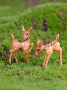 2pcs/set PVC Garden Ornament, Chevron Cartoon Deer Design Garden Statue For Outdoor - Multicolor - View 1