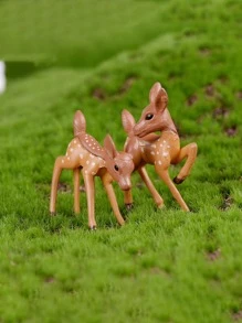 2pcs/set PVC Garden Ornament, Chevron Cartoon Deer Design Garden Statue For Outdoor - Multicolor - View 3