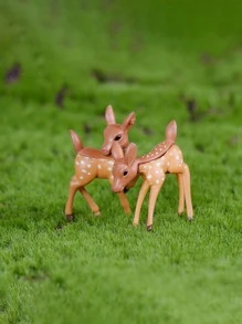 2pcs/set PVC Garden Ornament, Chevron Cartoon Deer Design Garden Statue For Outdoor - Multicolor - View 2