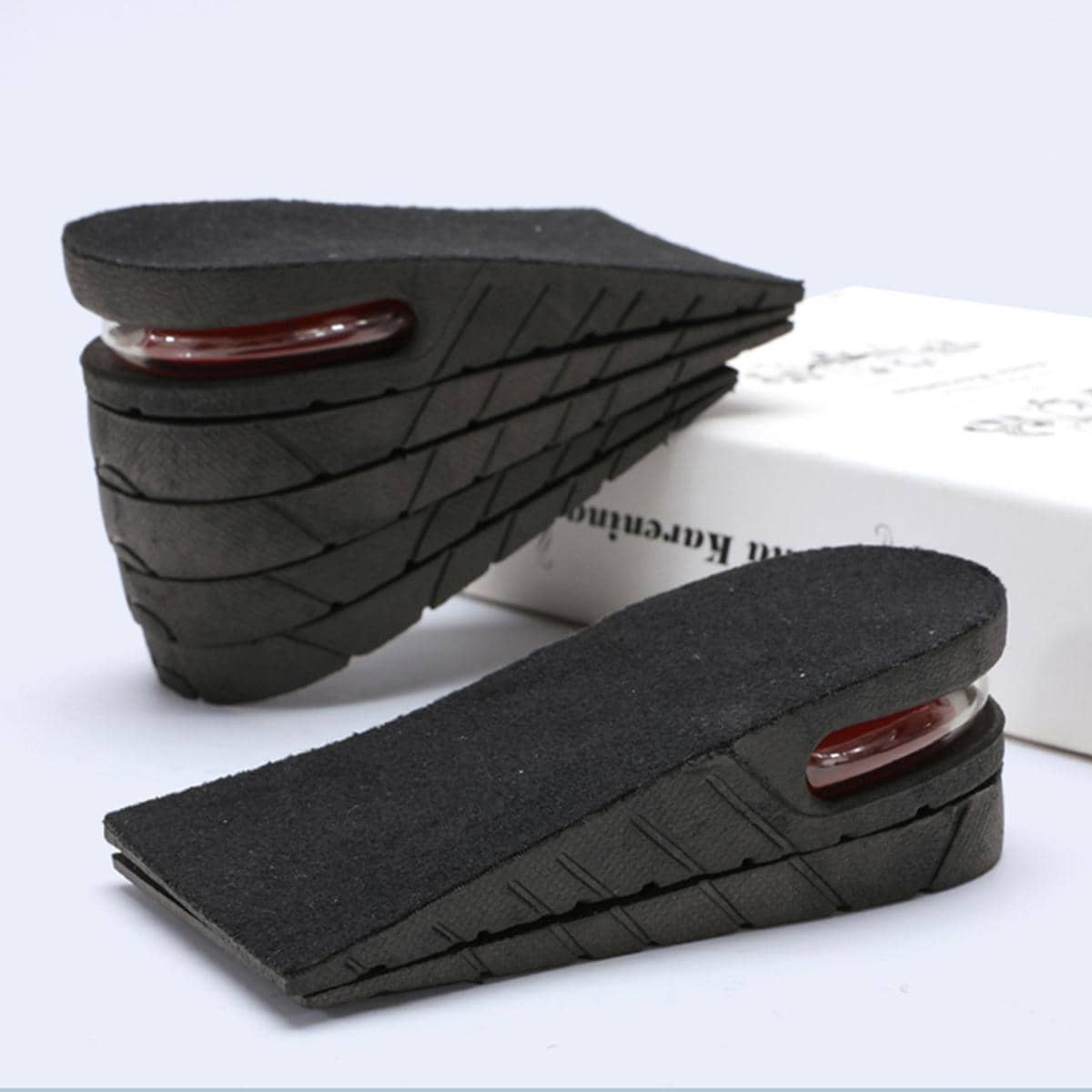 3-9cm增高鞋墊氣墊可調節後跟提升半墊中性，2-5層 - 黑色 - 查看 1