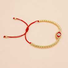 1 chiếc vòng tay dây rút điều chỉnh được bằng hợp kim kiểu Bohemian đính mắt quỷ và hạt đồng dành cho nữ. - Nhiều màu - Xem 2