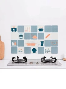 Self-stick Anti-oil Sticker Kitchen High-Temperature Ceramic Tile Wall Stick Stove Oil-proof Water-proof Kitchen Sticker - Blue - View 2