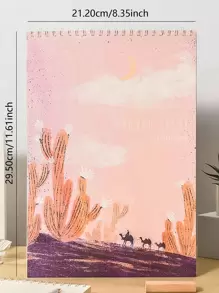 1pc Cactus Print Spiral Sketchbook - Beige - View 2