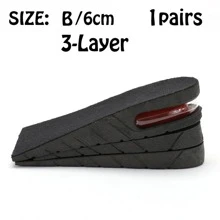 3-9cm增高鞋墊氣墊可調節後跟提升半墊中性，2-5層 - 黑色 - 查看 9