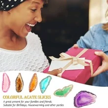 7 piezas de agata pulida con perforaciones, colgante de agata natural, pieza de agata de colores asimétrica - Multicolor - Ver 5