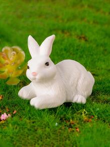 4 件兔子设计装饰工艺品，可爱迷你艺术装饰，适合家居装饰的最佳礼物 - 白色 - 查看 4