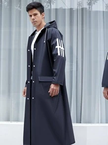 1pc EVA Raincoat, Modern Letter Graphic Rain Jacket For Outdoor - Black - View 3