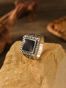 復古鋅合金方形裝飾戒指適合男士女士日常裝飾時尚朋克首飾類禮品適合男士受歡迎 - 彩色 - 查看 2