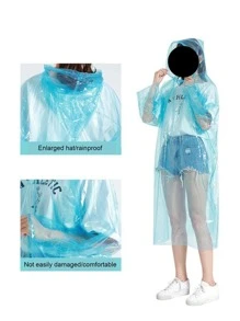 1pc PVC Disposable Raincoat, Modern Transparent Portable Disposable Rain Cape For Outdoor Travel - Multicolor - View 7