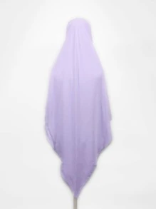 1 件女士纯色单层系头巾，Nida 面料亲肤，即时头巾 - 淡紫色 - 查看 8