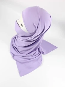 1 件女士纯色单层系头巾，Nida 面料亲肤，即时头巾 - 淡紫色 - 查看 6