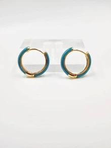 1 CẶP THỜI TRANG VÀ THANH LỊCH LÀM TAY Men MÀU VÀNG KHUÔN BÔNG TAI CHO BÉ GÁI/NỮ LÀM QUÀ TẶNG CHO TRANG PHỤC THƯỜNG XUYÊN - Màu xanh ngọc - Xem 1