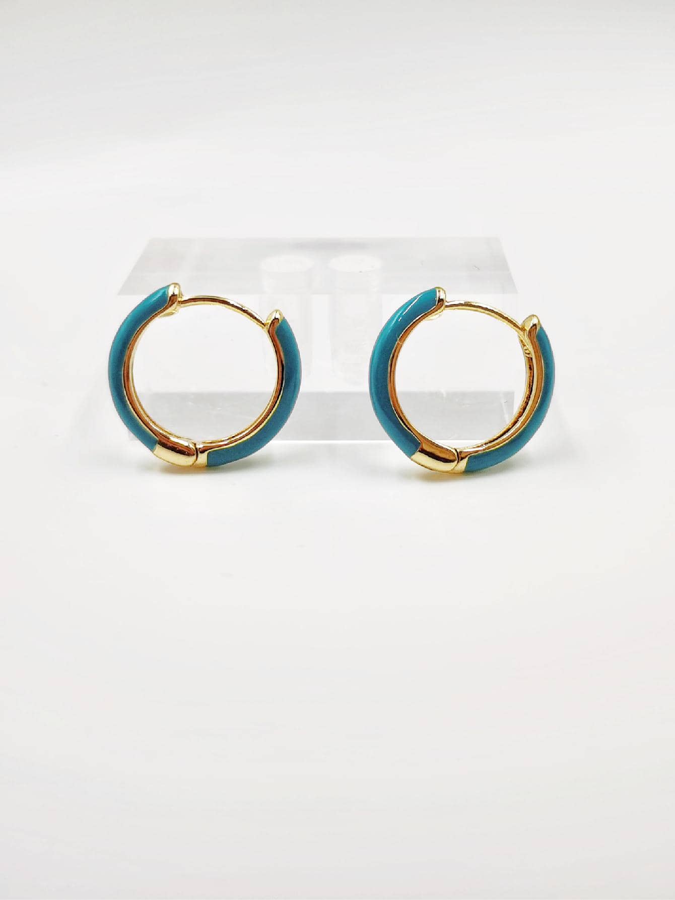 1 CẶP THỜI TRANG VÀ THANH LỊCH LÀM TAY Men MÀU VÀNG KHUÔN BÔNG TAI CHO BÉ GÁI/NỮ LÀM QUÀ TẶNG CHO TRANG PHỤC THƯỜNG XUYÊN - Màu xanh ngọc - Xem 1