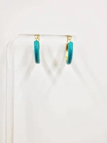 1 CẶP THỜI TRANG VÀ THANH LỊCH LÀM TAY Men MÀU VÀNG KHUÔN BÔNG TAI CHO BÉ GÁI/NỮ LÀM QUÀ TẶNG CHO TRANG PHỤC THƯỜNG XUYÊN - Màu xanh ngọc - Xem 5