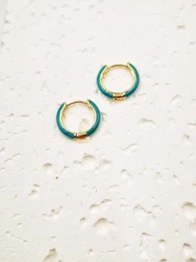 1 CẶP THỜI TRANG VÀ THANH LỊCH LÀM TAY Men MÀU VÀNG KHUÔN BÔNG TAI CHO BÉ GÁI/NỮ LÀM QUÀ TẶNG CHO TRANG PHỤC THƯỜNG XUYÊN - Màu xanh ngọc - Xem 3