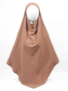 1pc Solid Color Chiffon Headscarf For Women, Skincare Friendly, Instant Hijab - Brown - View 2