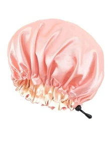 1入組素色浴帽，簡單可調節雙層浴帽，適合家用 - 粉色 - 查看 5