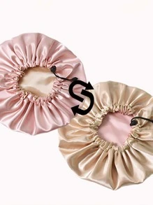 1入組素色浴帽，簡單可調節雙層浴帽，適合家用 - 粉色 - 查看 2