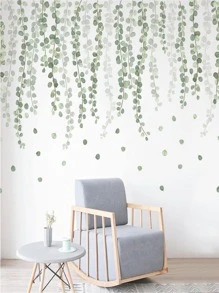 mama look 2pcs Leaf Pattern Wall Sticker, Modern Leaf Vine Pattern Wall Decal For Home Decoration