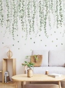 mama look 2pcs Leaf Pattern Wall Sticker, Modern Leaf Vine Pattern Wall Decal For Home Decoration