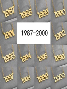 1入組時尚不銹鋼生日年數吊墜項鍊適合男士女士日常裝飾