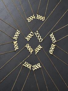 1入組時尚不銹鋼生日年數吊墜項鍊適合男士女士日常裝飾