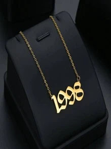 1入組時尚不銹鋼生日年數吊墜項鍊適合男士女士日常裝飾