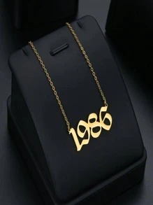 1入組時尚不銹鋼生日年數吊墜項鍊適合男士女士日常裝飾