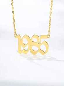 1入組時尚不銹鋼生日年數吊墜項鍊適合男士女士日常裝飾