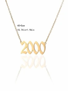 1入組時尚不銹鋼生日年數吊墜項鍊適合男士女士日常裝飾