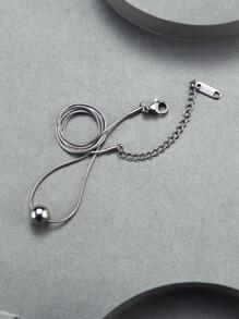 珠子裝飾項鍊 - 銀色 - 查看 5